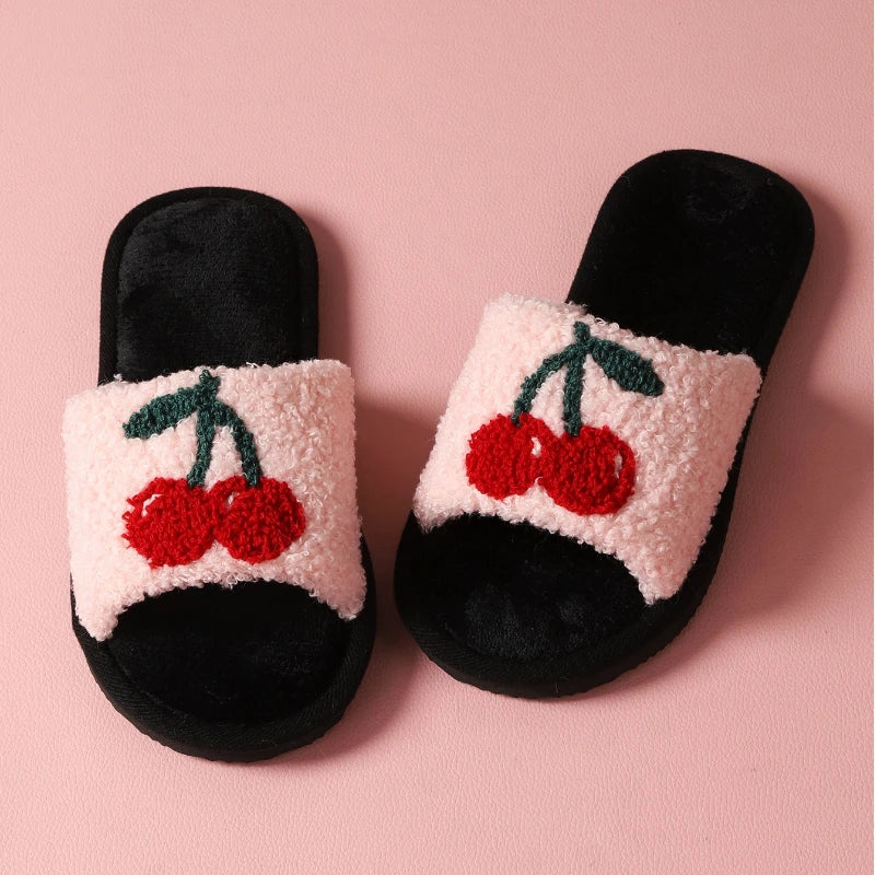 Women's Plush Open Toe Slippers – Cozy Furry Indoor House Shoes Women's Slippers Axl