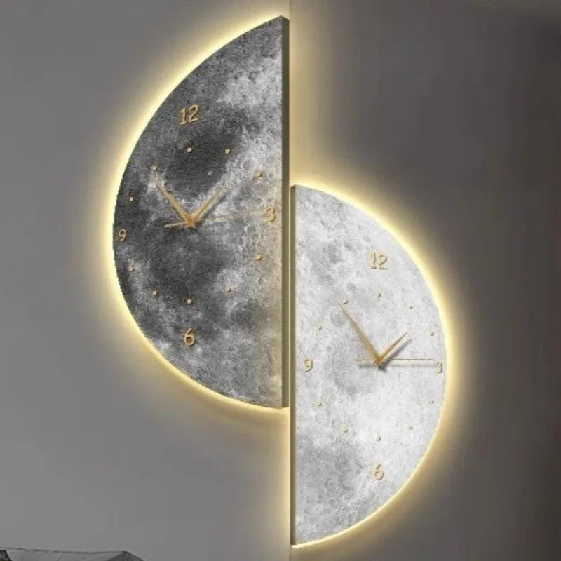 Nordic Minimalist Wall Clock with Voice-Controlled Lamp | 60cm Wall Clock Lamp Axl Black 30x60CM