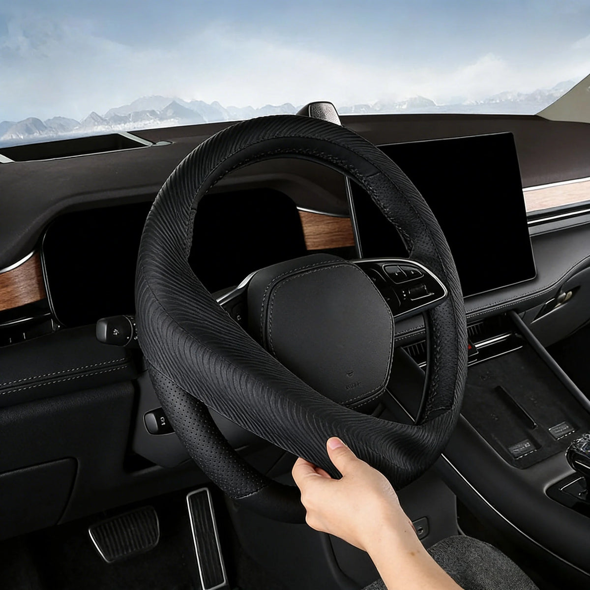 Non-Slip Silicone Steering Wheel Cover – 38cm Universal Fit Steering Wheel Cover Axl