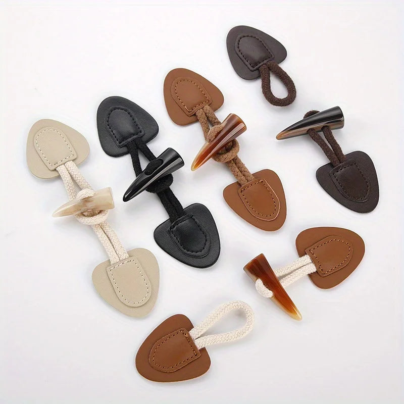 4 Pairs PU Leather Horn Toggle Buttons – Coat & Jacket Sewing Sewing Toggle Buttons Axl