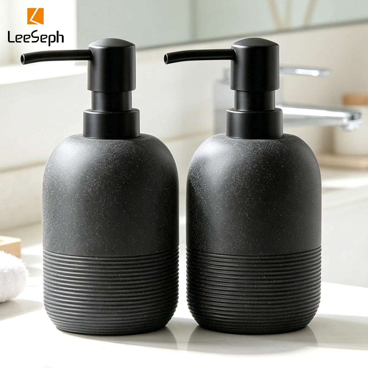 2-Pack Matte Soap Dispenser Set with Pump – Bathroom & Kitchen Soap Dispenser Set Axl