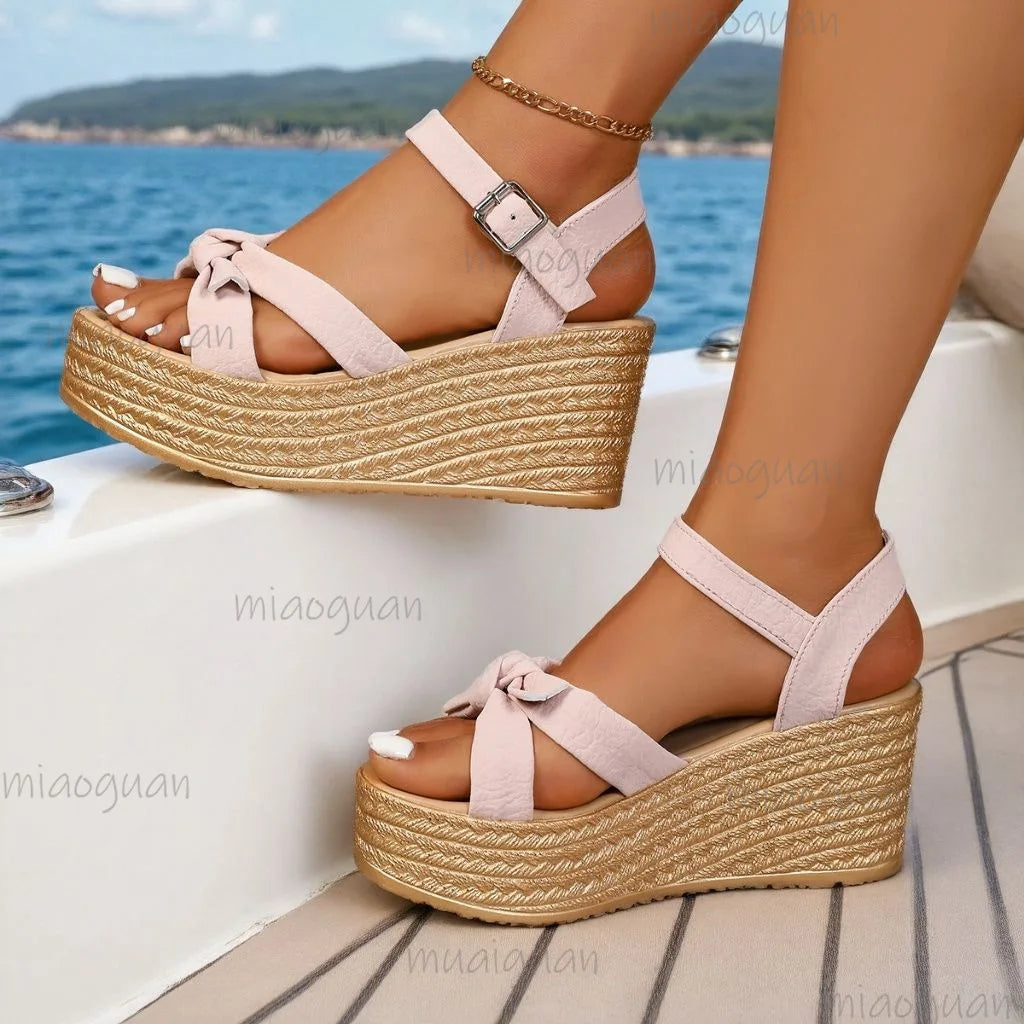 Roma Wedge Platform Sandals – Ankle Buckle Open Toe Heels Wedge Platform Sandals Axl