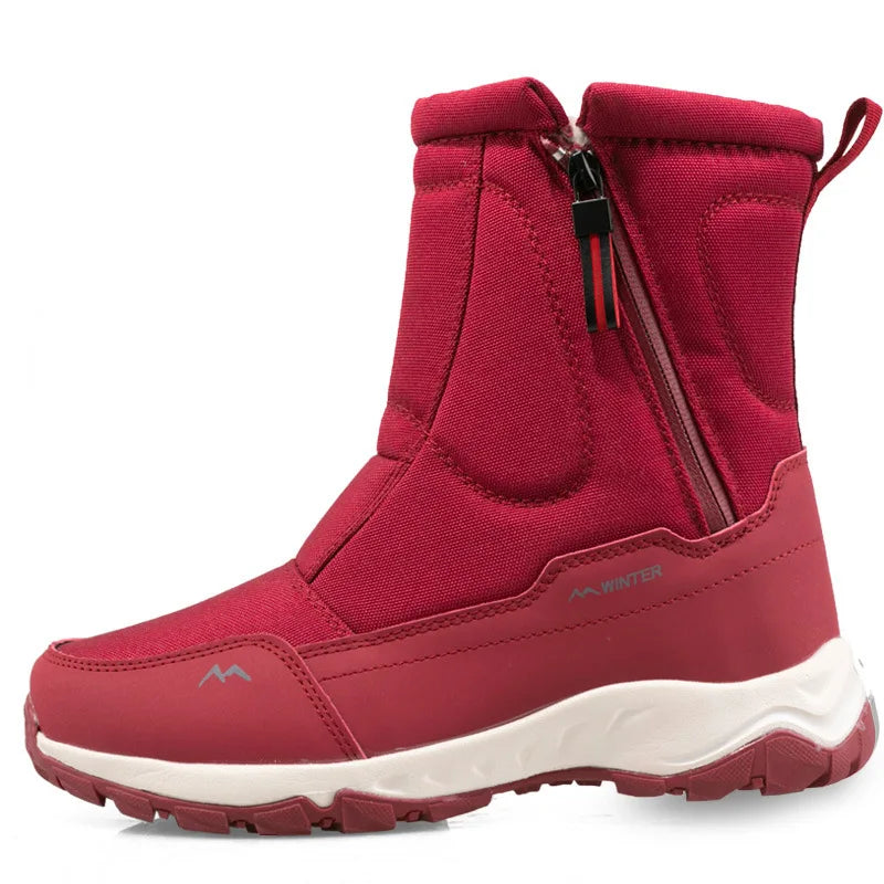 Men's Large Size Warm Plush Snow Boots – Winter High-Top Men's Snow Boots Axl red date color 42