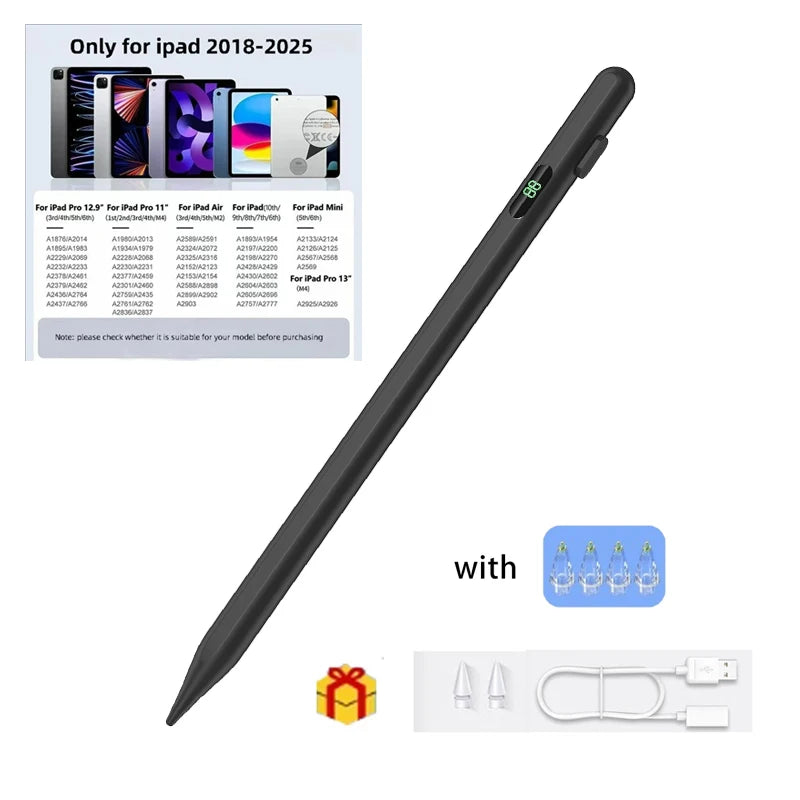 P+7 Active Stylus Pen for iPad – 4 Tips & Battery Display Active Stylus Pen Axl black 4TIPS