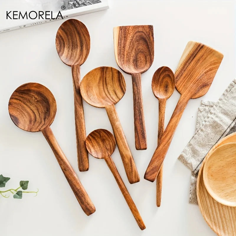 Thai Wooden Kitchen Tool Set – Non-Stick Spatula & Spoons Wooden Kitchen Tool Set Axl