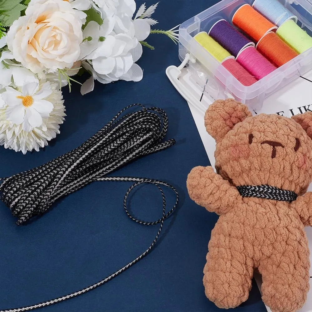 Black Silver Gimp Braid Lace Trim 4mm – 10 Yards Polyester Decorative Lace Trim Axl
