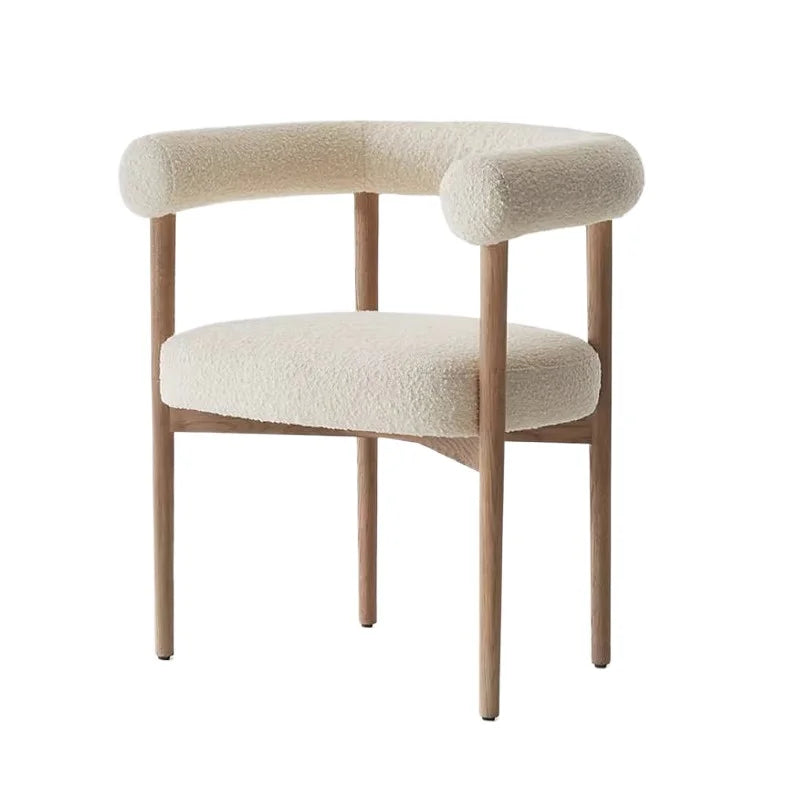Nordic Modern Luxury Dining Armchair – Soft Wool & Metal Dining Armchair Axl