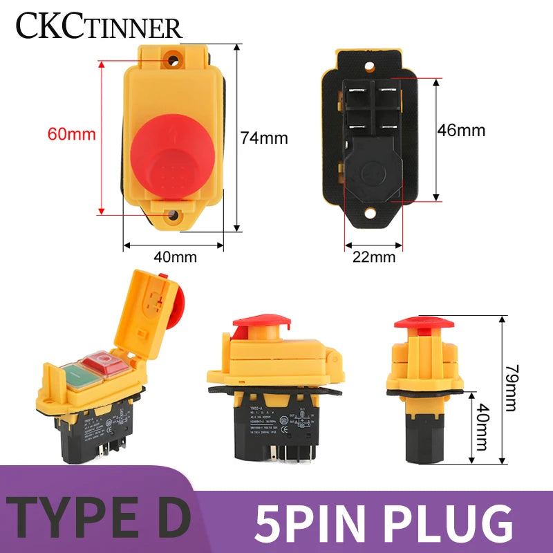 YH02A IP55 Electromagnetic Push Button Safety Switch – KLD28A KJD17A Push Button Switch Axl TYPE-D 5PIN PLUG 110 V
