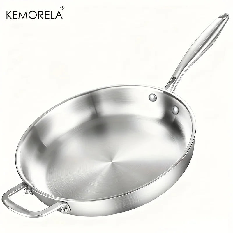 KEMORELA 30cm 316 Stainless Steel Non-Stick Wok Pan Stainless Steel Wok Pan Axl