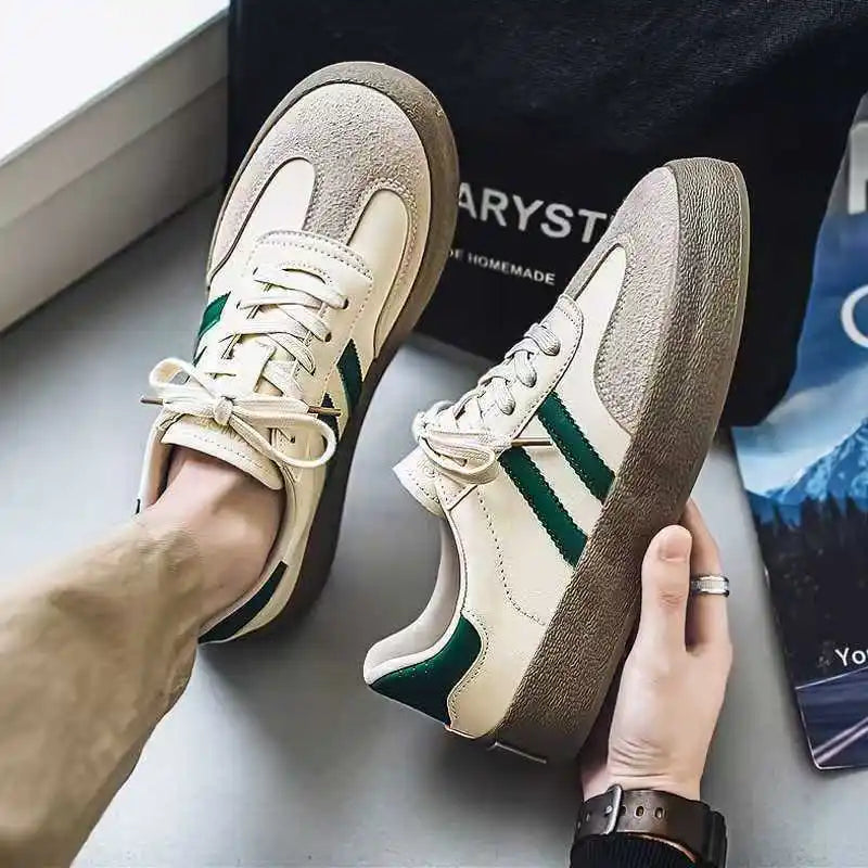 Men's Casual Lace-Up Sneakers – Breathable Leather Walking Shoe Men's Casual Sneakers Axl green 44