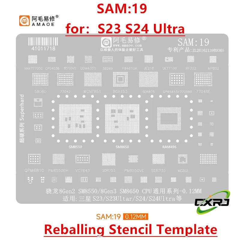 SAM19 Reballing Stencil for Samsung S23 & S24 Ultra CPU Chips Reballing Stencil Axl China Mainland