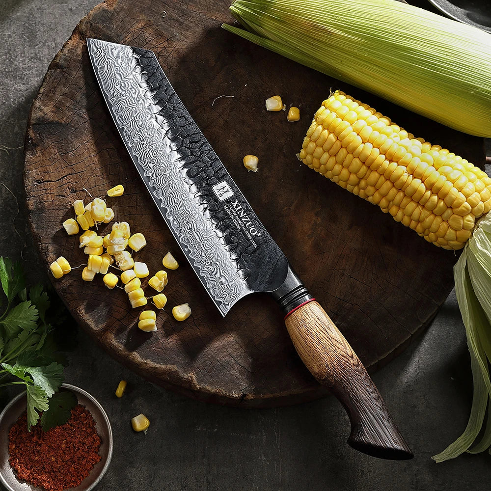 XINZUO 8.3" Damascus Bunka Knife – 67-Layer Steel, 60 HRC Damascus Kitchen Knife Axl