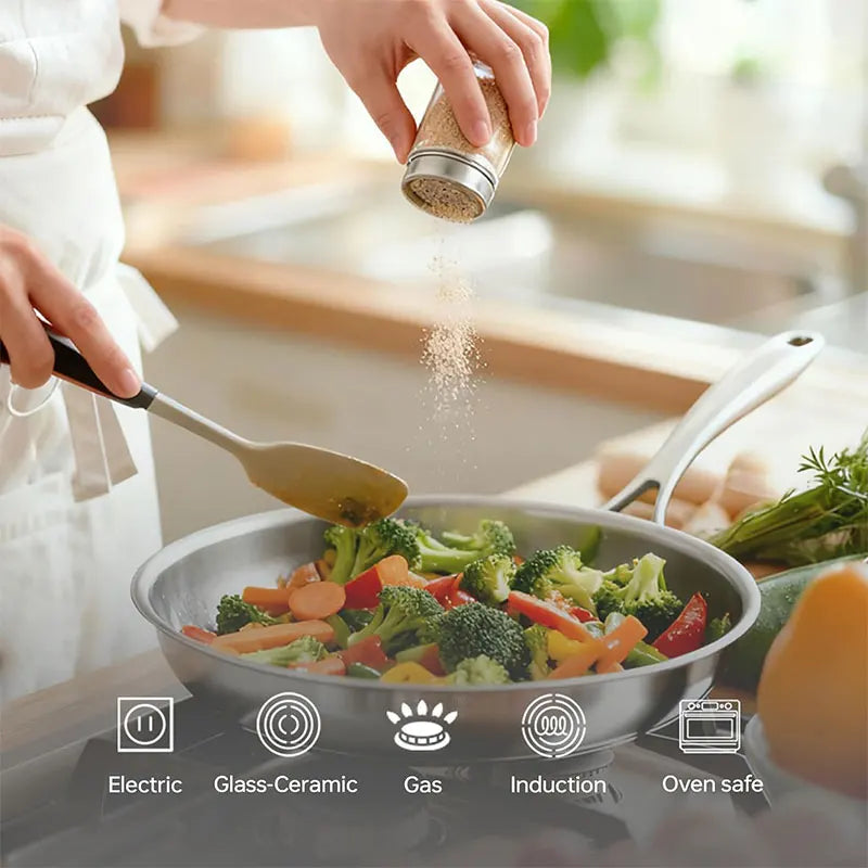 Stainless Steel Frying Pan 24/26/28cm Non-Coating Skillet Stainless Steel Skillet Axl
