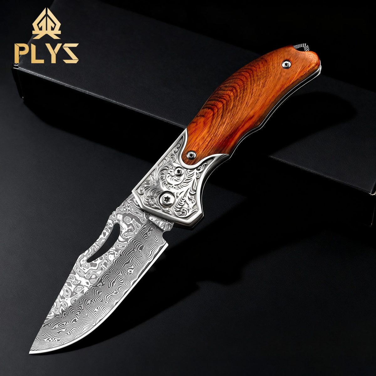 67-Layer Damascus Folding Pocket Knife – Wood Handle EDC Damascus Folding Knife Axl