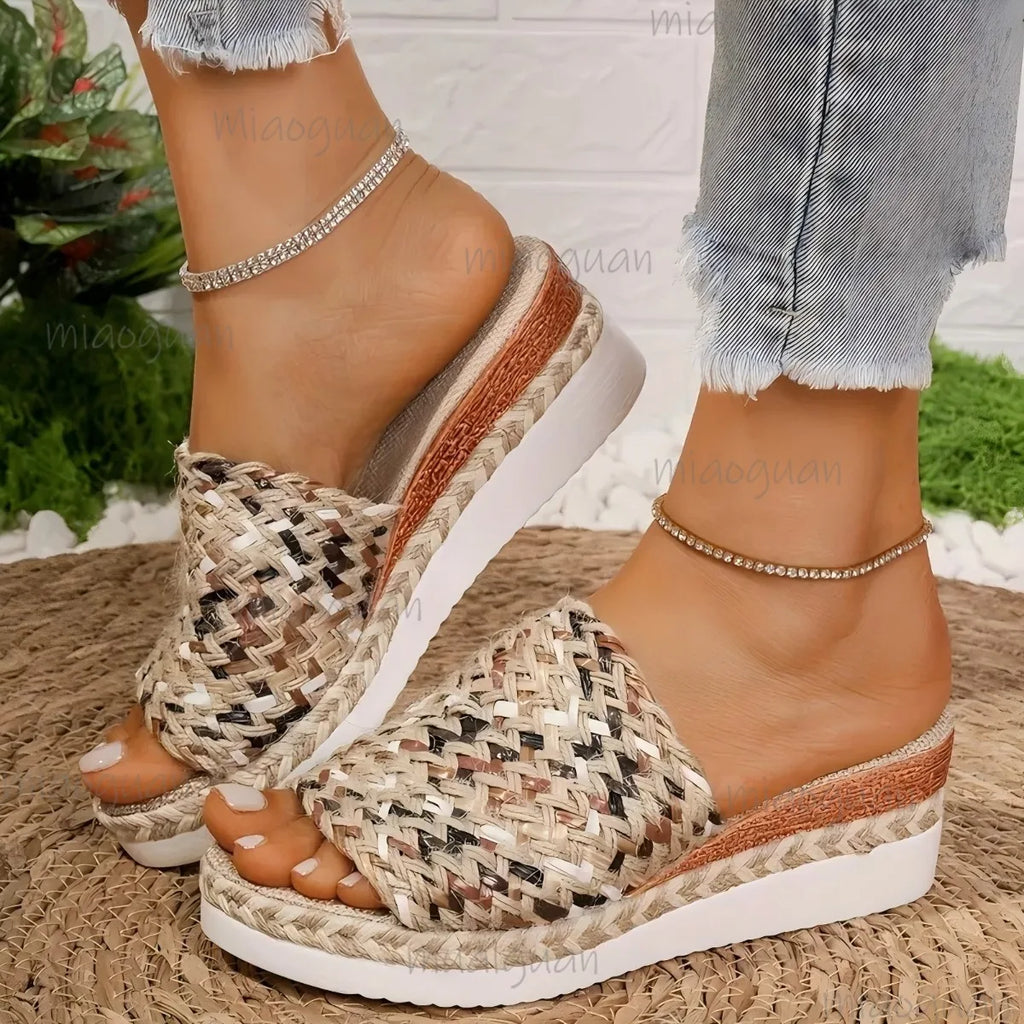 Women's Boho Woven Wedge Platform Sandals – Sizes 36–43 Wedge Platform Sandals Axl