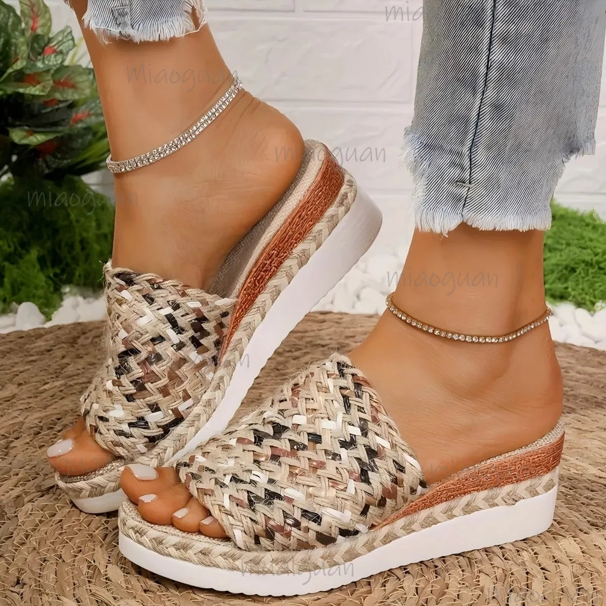 Women's Boho Woven Wedge Platform Sandals – Sizes 36–43 Wedge Platform Sandals Axl