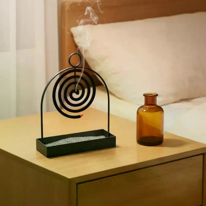 Nordic Iron Mosquito Coil Holder with Ash Tray | Spiral Stand Coil Holder Stand Axl