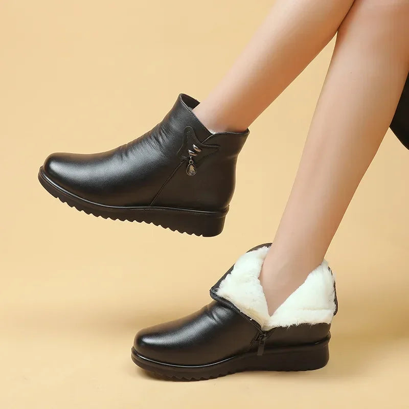 Women's Winter Plush Ankle Boots – Warm Zip Booties Winter Ankle Boots Axl
