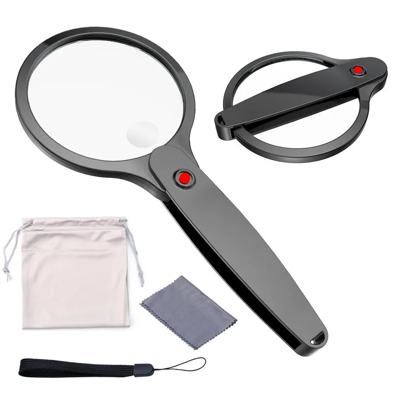 Handheld Folding Magnifying Glass – Large Lens Reading Loupe Handheld Magnifier Loupe Axl 3