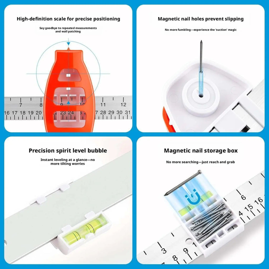 Picture Hanging Level Ruler – Frame Positioning & Hole Marking Hanging Level Ruler Axl