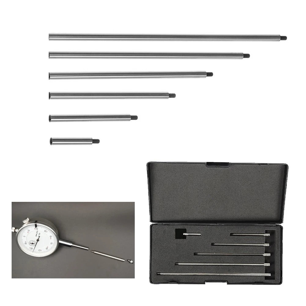 6-Pc Dial Indicator Extension Rod Set | M2.5 Thread 25–152mm Indicator Extension Rods Axl