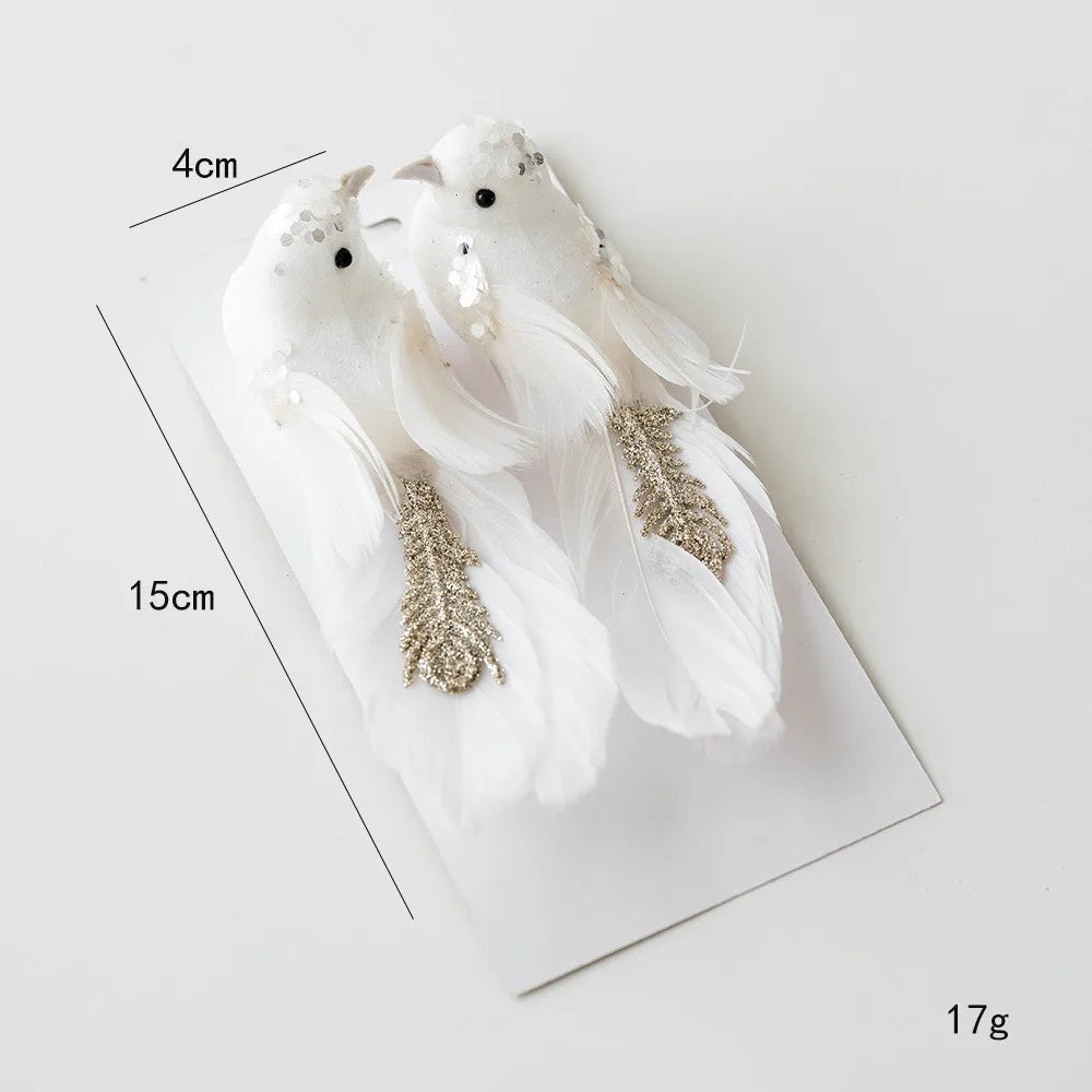 Glitter Foam Christmas Birds – Tree Ornament Pair Christmas Ornaments Axl White