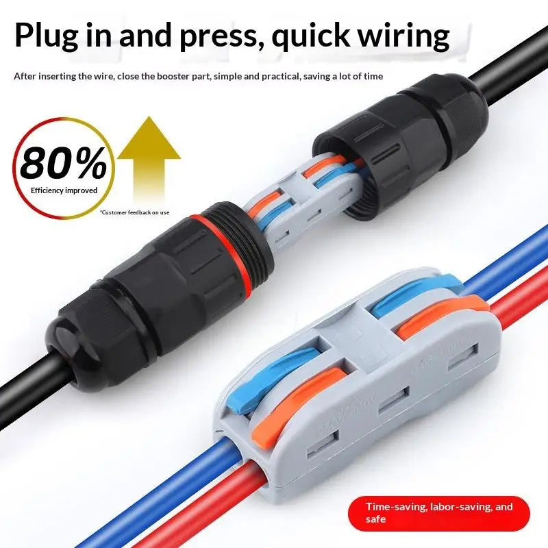 IP68 Waterproof Wire Connector 2-In 2-Out 2/3 Pin Terminal Waterproof Wire Connector Axl