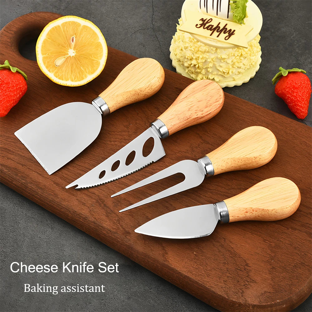 6-Piece Wood Handle Cheese Knife Set – Slicer, Cutter & Cake Cheese Knife Set Axl
