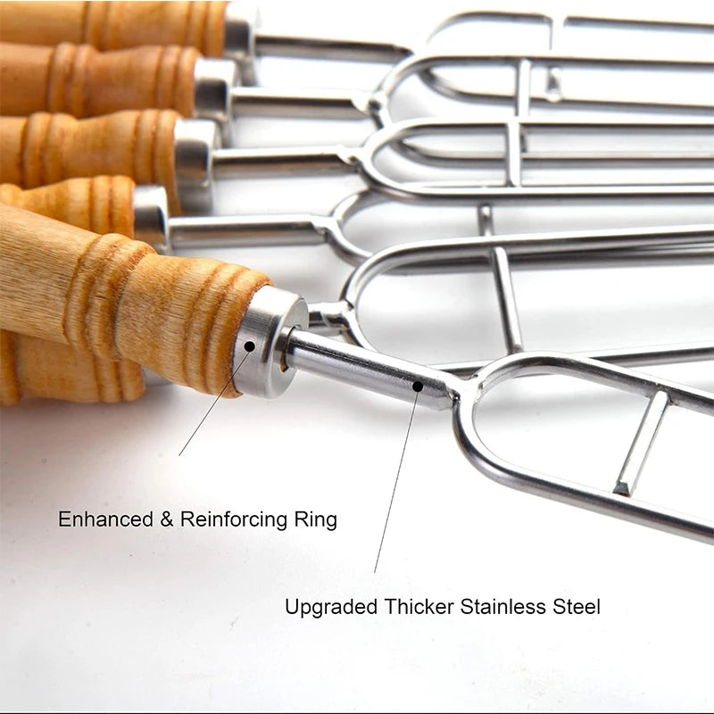 Double Prong BBQ Skewers – U-Shaped Stainless Steel Grilling Forks BBQ Grilling Skewers Axl