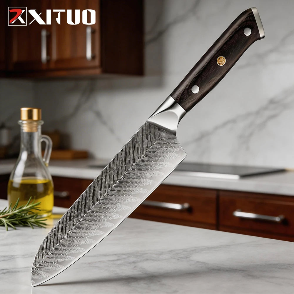 XITUO 7" Santoku Knife – Sharp 5Cr15Mov Steel Full Tang Santoku Kitchen Knife Axl