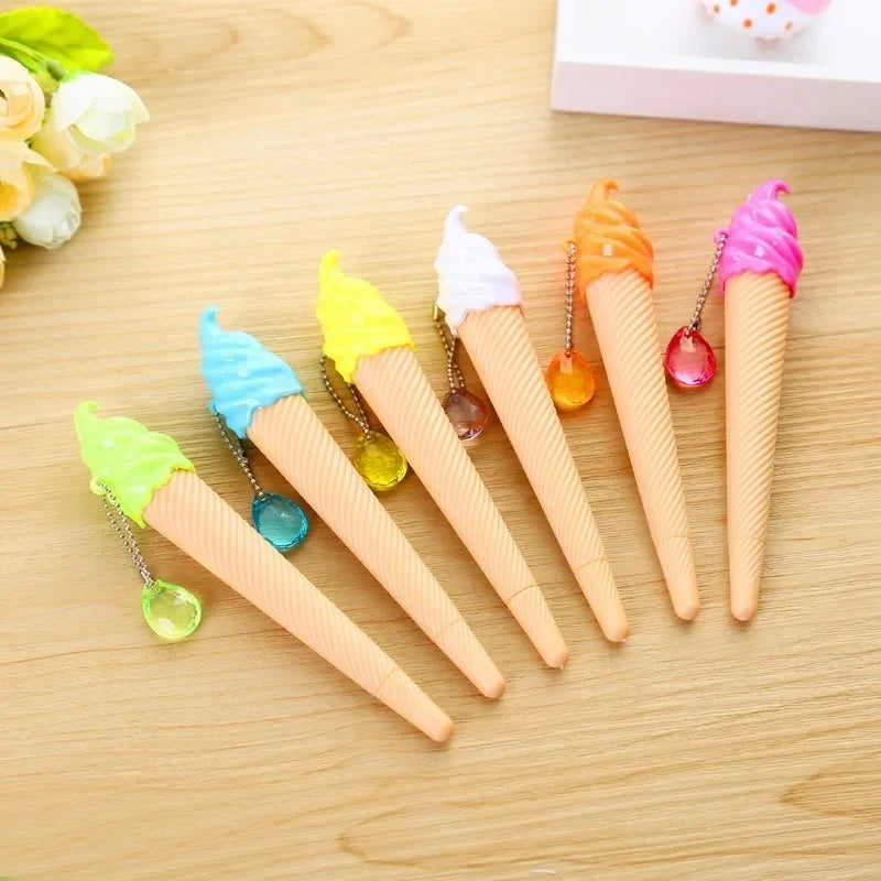6-Pack Ice Cream Cartoon Gel Pens 0.38mm – Kids School Supplies Gel Pen Set Axl