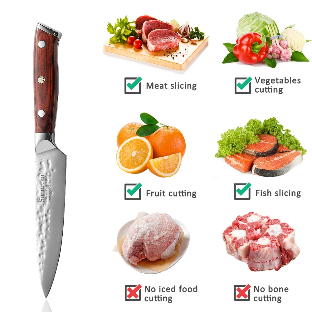 Sunnecko 6-Pc Steak Knife Set – Carbon Steel & Pakkawood Steak Knife Set Axl