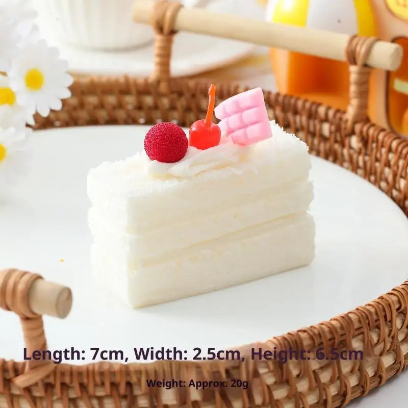 Faux Layered Cake Slices – Realistic PU Fruit Decor Props 4pc Artificial Food Decor Axl C