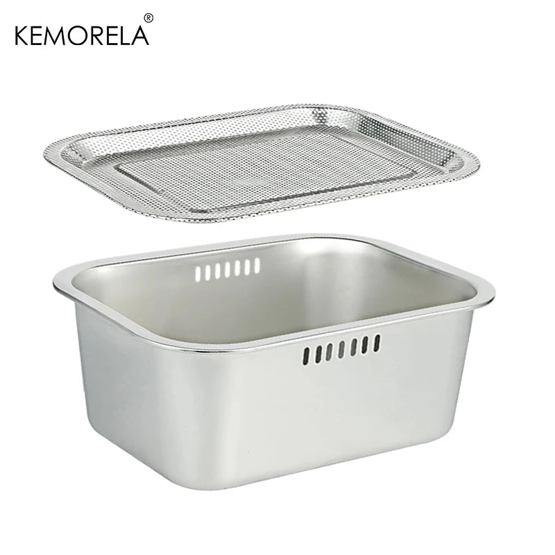 10L Stainless Steel Dishpan – Large Portable Washing Basin Kitchen Washing Basin Axl 1 Set