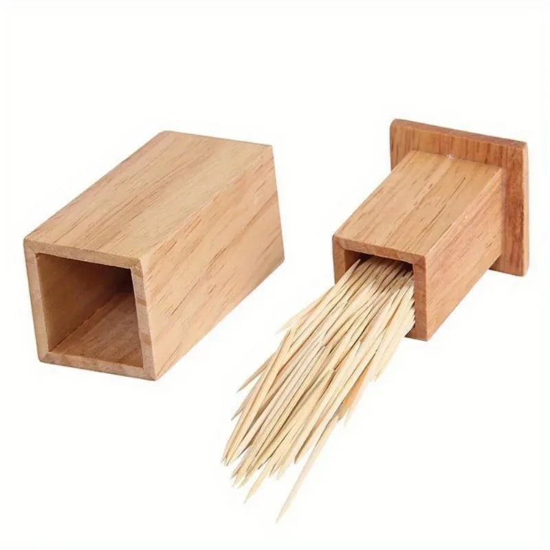 Bamboo Toothpick Holder with Lid – Portable Table Organizer Toothpick Holder Axl