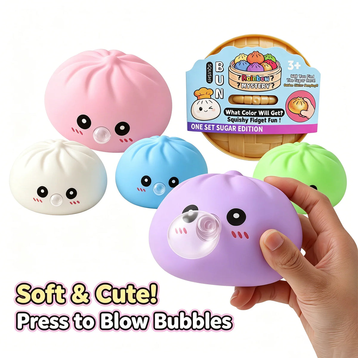 Dumpling Squishy Bubble Blowing Fidget Toy – Sensory Squeeze Sensory Squeeze Toy Axl