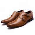 Men's Double Monk Strap Brogue Leather Dress Shoes Loafers Men's Dress Shoes Axl Brown-pu 45