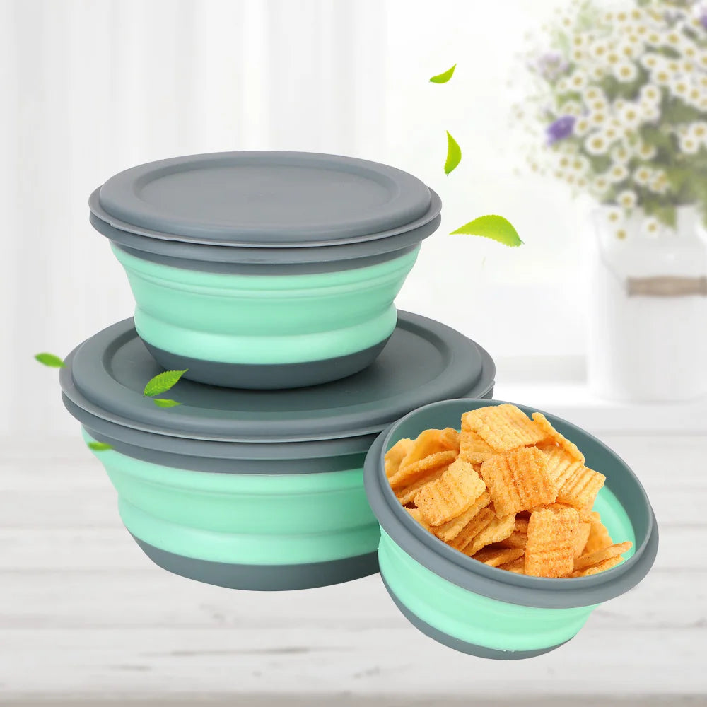 3-Piece Foldable Lunch Bowl Set – Collapsible Food Containers Collapsible Lunch Bowl Axl