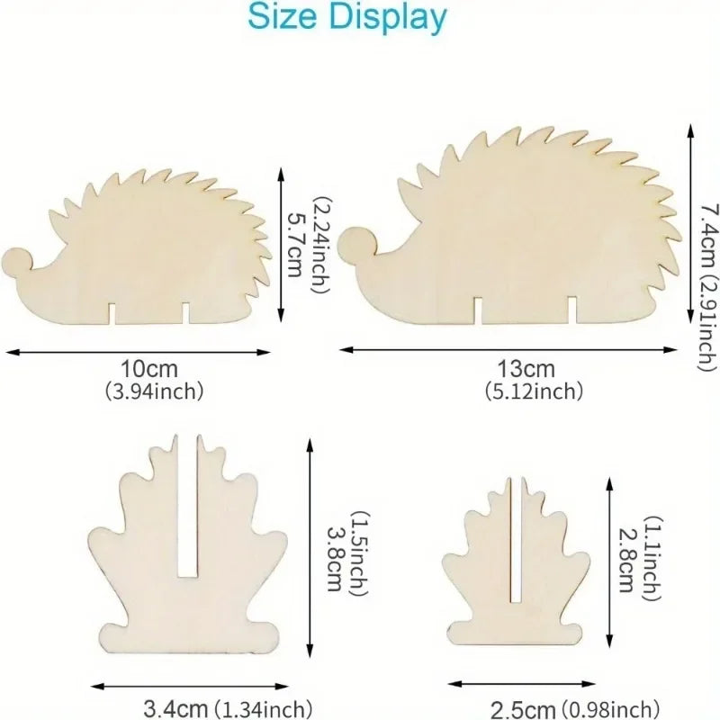 20-Piece Wooden Hedgehog DIY Craft Set – Christmas Decor DIY Wood Craft Kit Axl
