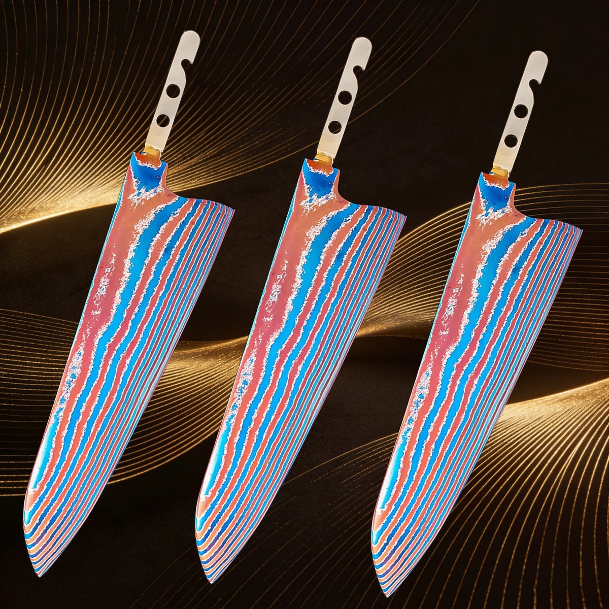Damascus Steel Sashimi Knife Blade Set – DIY Forged 1–7 PCS Damascus Knife Blade Axl Chef Blade-3PCS