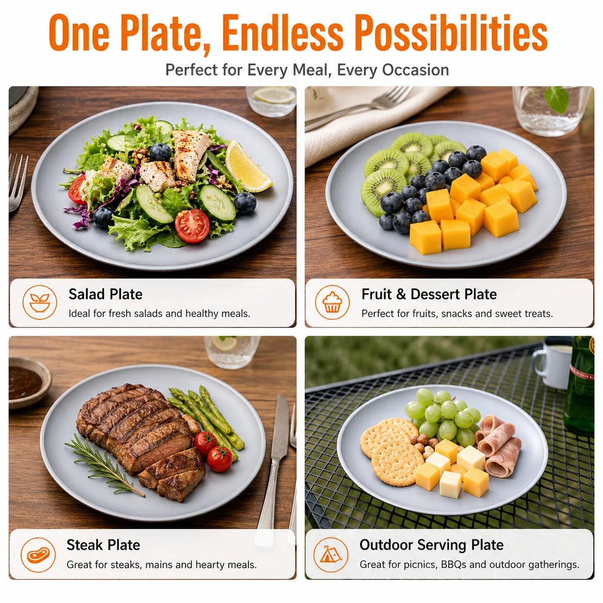 Titanium Stainless Steel Camping Plates | Stackable BBQ Tray Set Camping Dinner Plates Axl