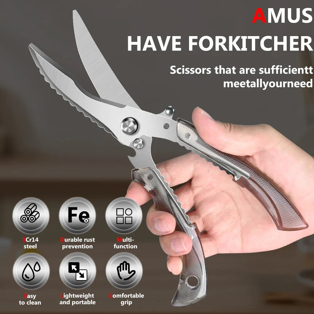 Heavy-Duty Poultry Shears – Sharp Kitchen Scissors & Safety Lock Kitchen Scissors Axl