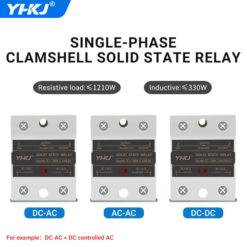 Solid State Relay 10A–120A DC-AC AC-AC DC-DC SSR | 24-480VAC Solid State Relay Axl 10A AC-AC