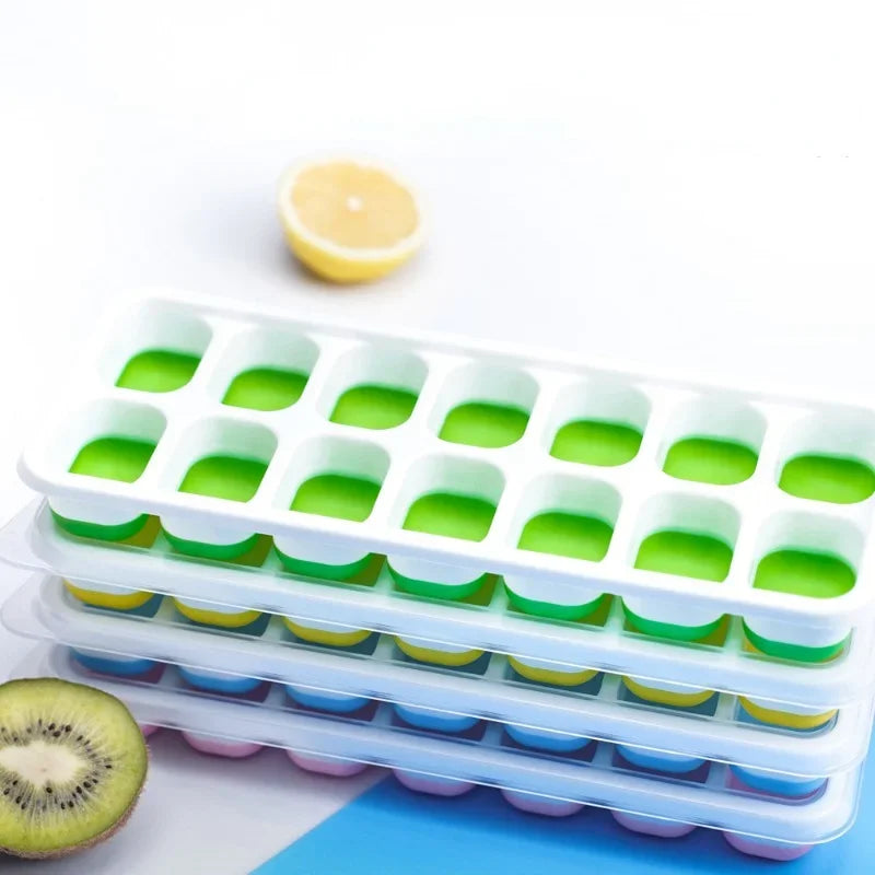 14-Grid Silicone Ice Cube Tray with Lid – Stackable Mold Silicone Ice Tray Axl
