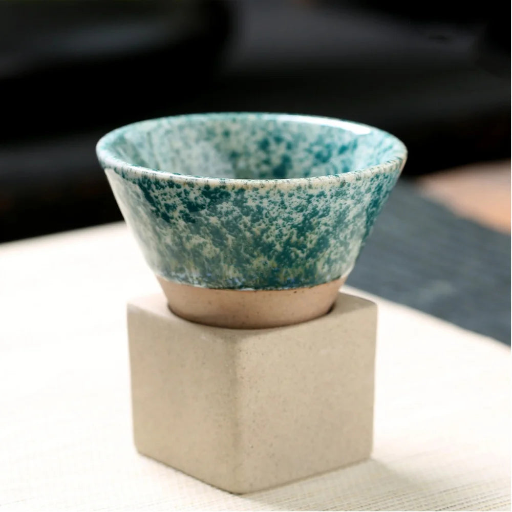 100ml Japanese Ceramic Coffee Mug – Triangular Cone & Square Base Ceramic Coffee Mug Axl 100ml Green 100ml