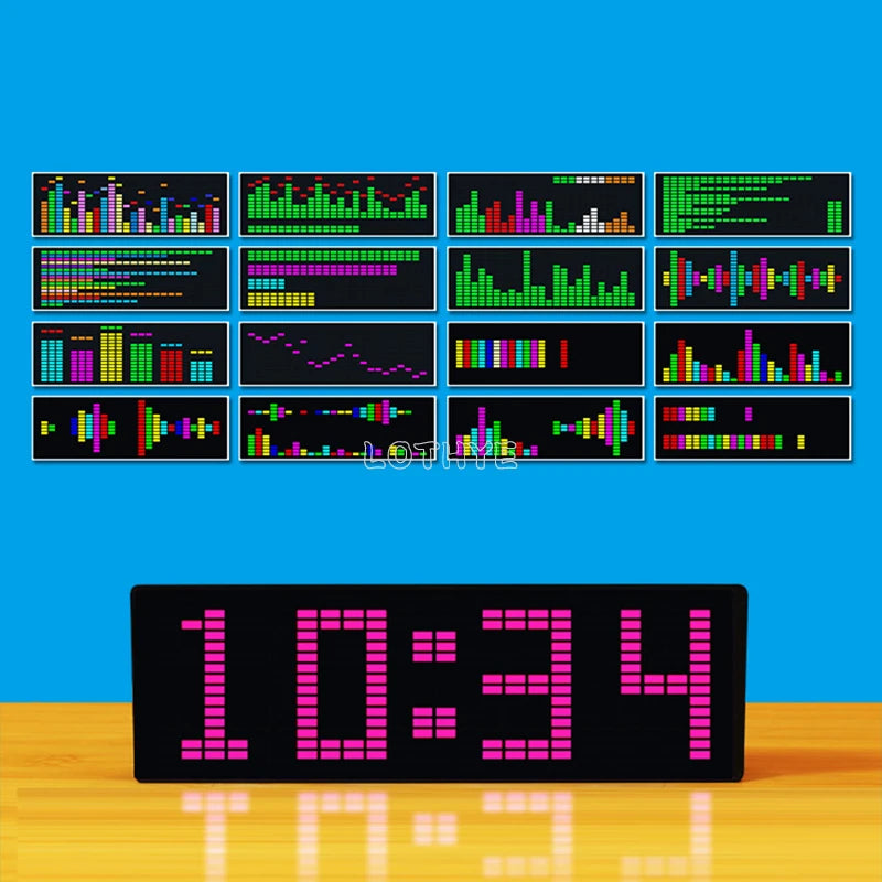 LOTHYE RGB LED Music Spectrum Display Clock | USB Voice Control LED Spectrum Display Axl