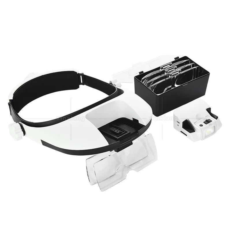 LED Headband Magnifier with Light – Jeweler Loupe Magnifying Glass Headband Magnifier Axl