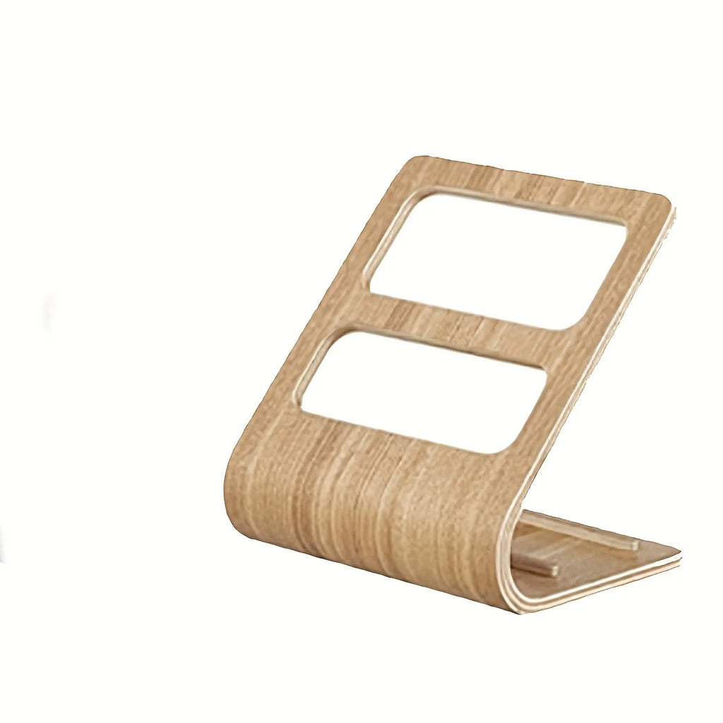 Wooden Remote Control Holder – 2-Slot No-Assembly Desk Caddy Desktop Remote Organizer Axl Wood Color