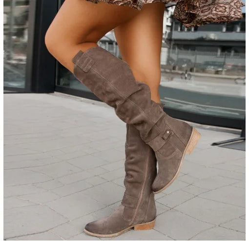 Women's Suede Ankle Boots – Low Heel Western Cowboy Booties Women's Ankle Boots Axl Dark Brown 34