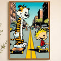Calvin & Hobbes Waterproof PVC Wall Poster – Peel & Stick HD Art Wall Art Poster Axl White10 50X70cmNoframe